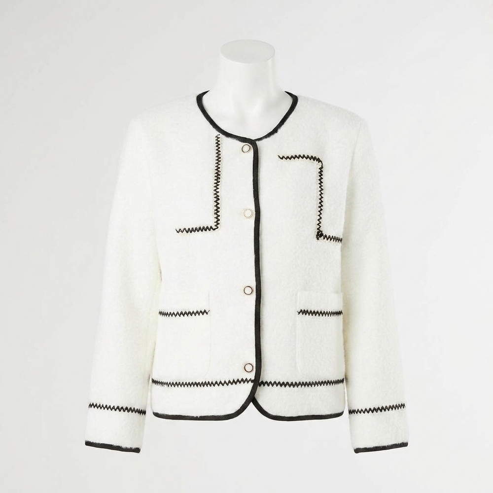 NEW COCO + CARMEN clarice cardigan with trim detail in winter white